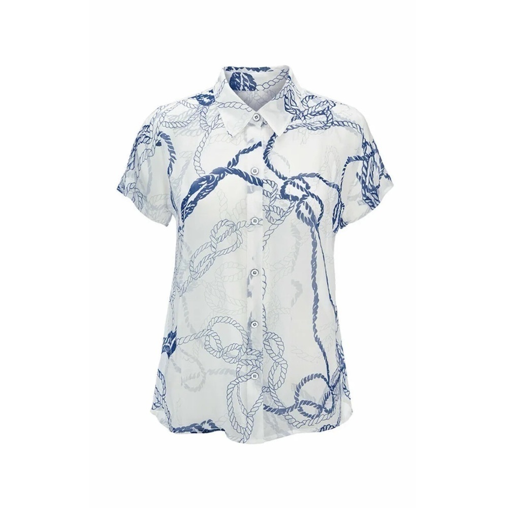 CAbi Womens Size Medium Nautical Boat Rope‎ Button Down Shirt Top